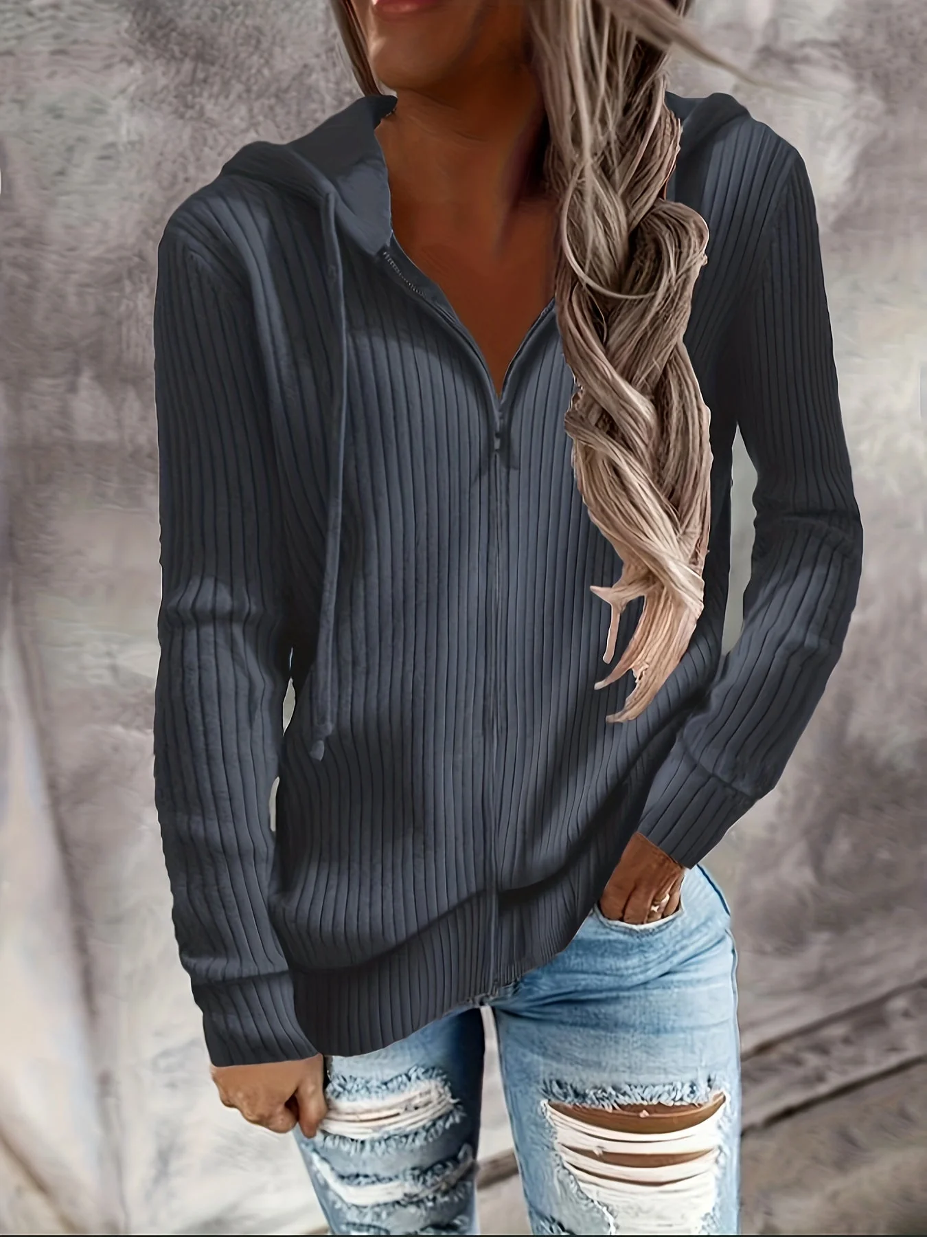 Moira - Felpa Con Cappuccio, Maniche Lunghe, Zip e Coulisse