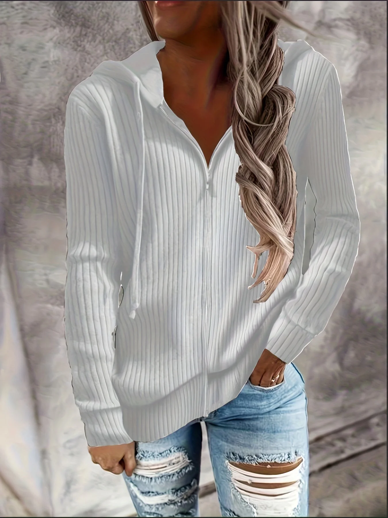 Moira - Felpa Con Cappuccio, Maniche Lunghe, Zip e Coulisse - Image 2