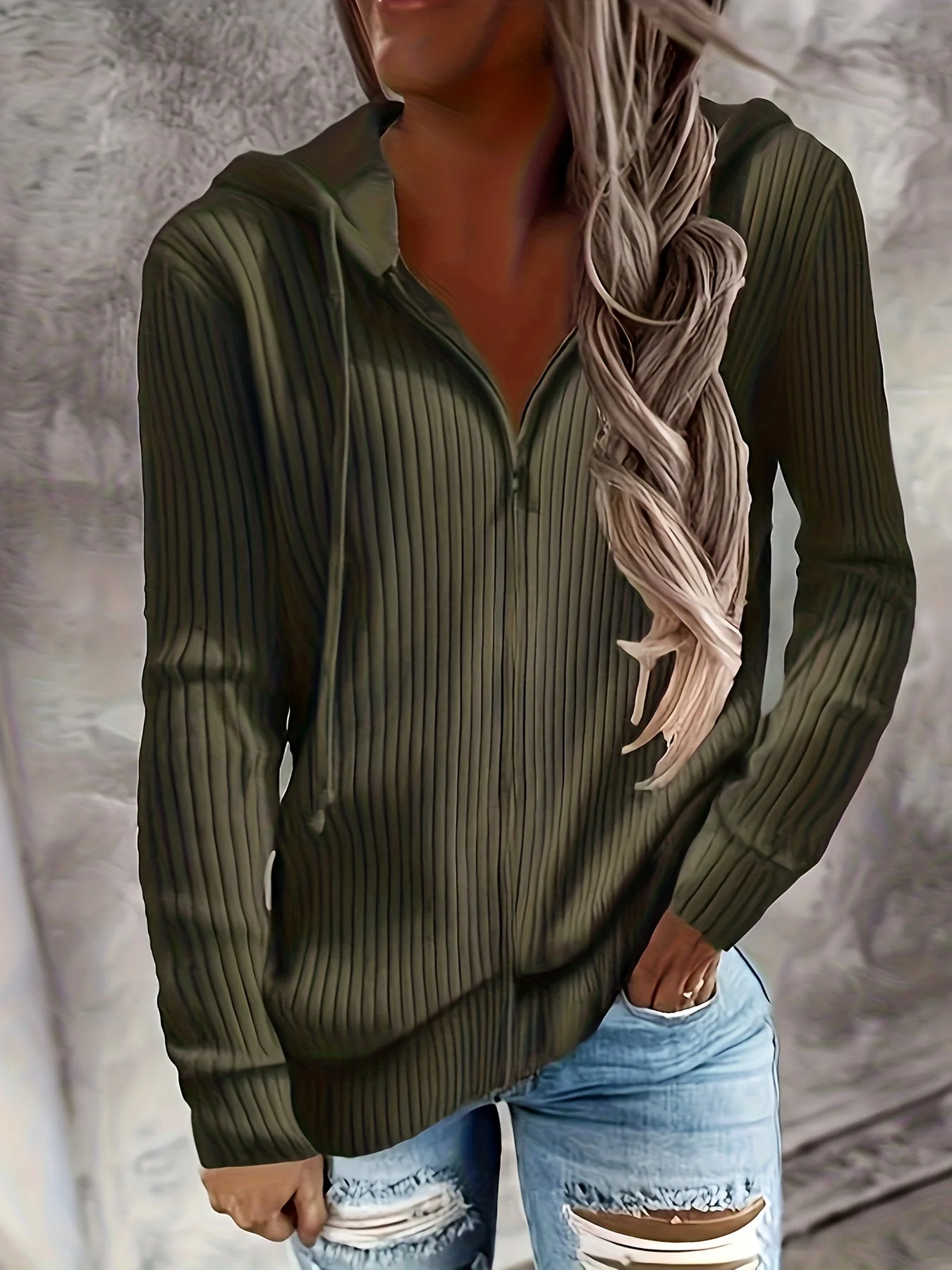 Moira - Felpa Con Cappuccio, Maniche Lunghe, Zip e Coulisse - Image 6