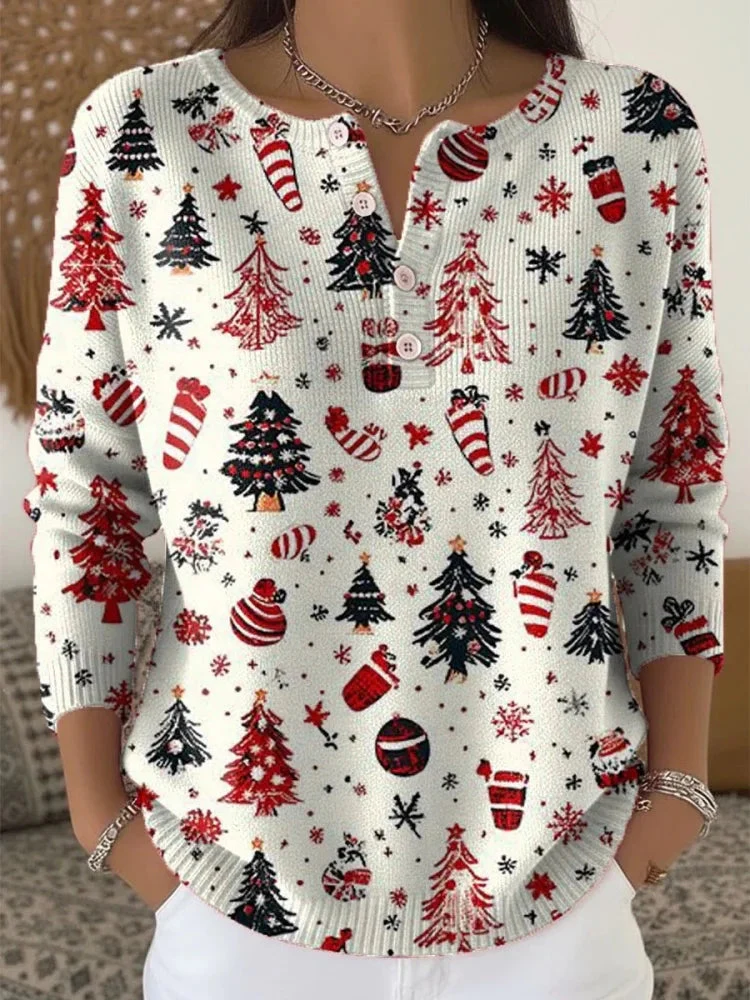 Moneeka - Maglione Natalizio Con Bottoni