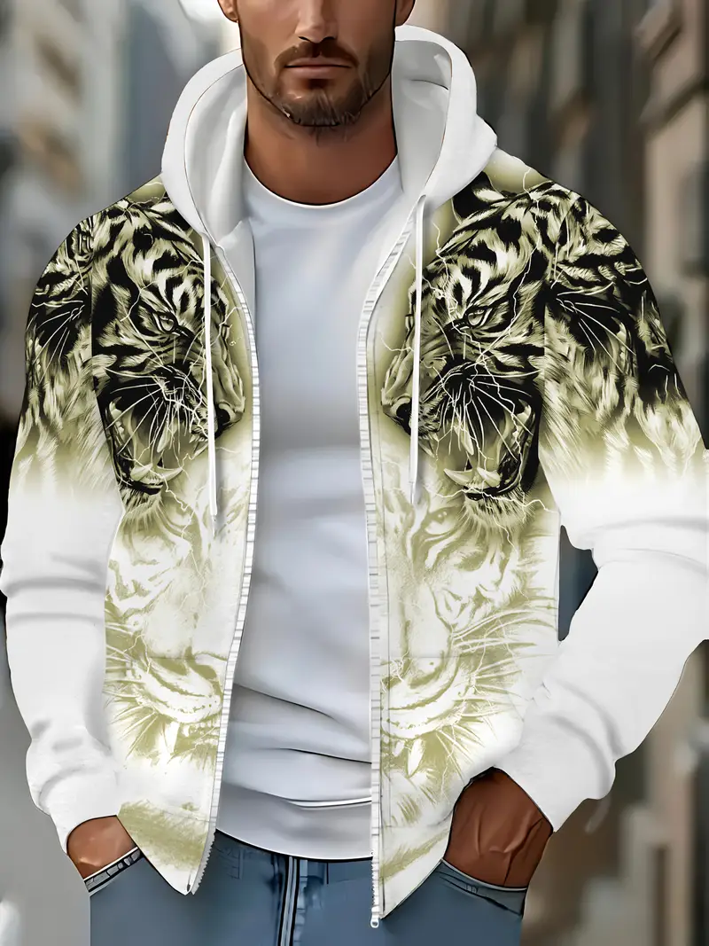Murillo - Giacca Casual Con Cappuccio e Maniche Lunghe Con Stampa Tigre - Image 3
