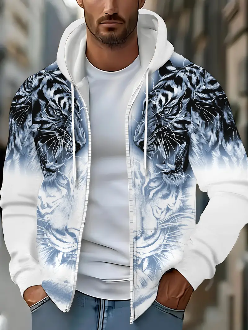 Murillo - Giacca Casual Con Cappuccio e Maniche Lunghe Con Stampa Tigre - Image 4