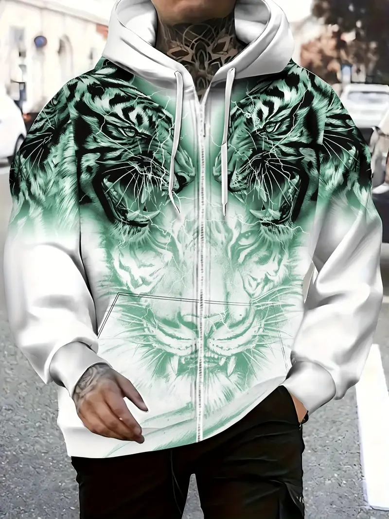 Murillo - Giacca Casual Con Cappuccio e Maniche Lunghe Con Stampa Tigre - Image 8