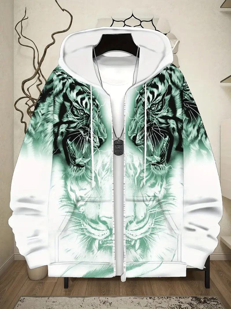 Murillo - Giacca Casual Con Cappuccio e Maniche Lunghe Con Stampa Tigre - Image 9