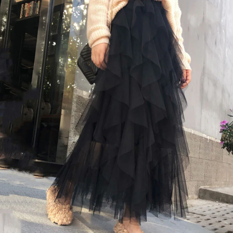 Nadeene - Gonna Lunga Irregolare e a Strati Con Ruches - Image 7