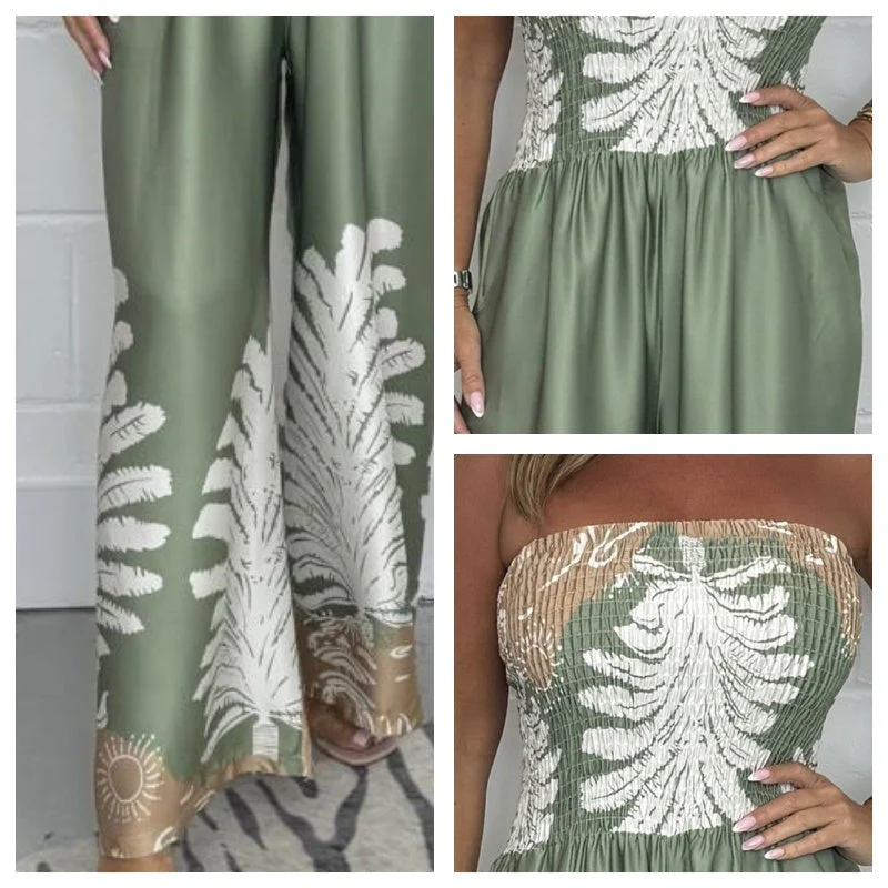 Nahéla - Elegante Tuta Stampata Senza Spalline - Image 5