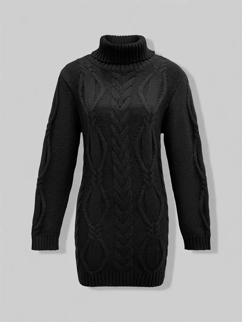 Narda - Cavo Grosso Lavorato a Maglia Dolcevita Vestito - Image 23
