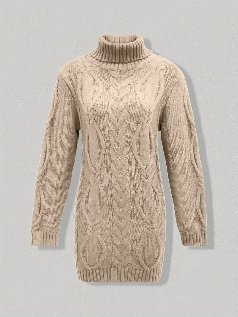 Narda - Cavo Grosso Lavorato a Maglia Dolcevita Vestito - Image 27