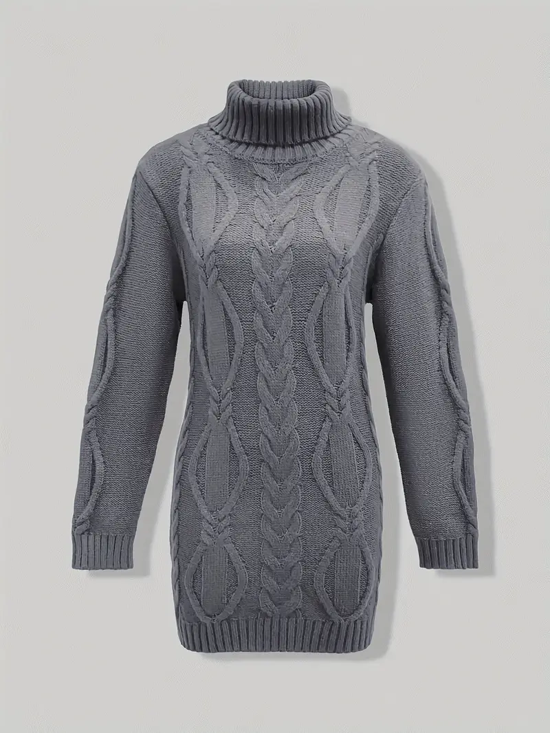 Narda - Cavo Grosso Lavorato a Maglia Dolcevita Vestito - Image 31