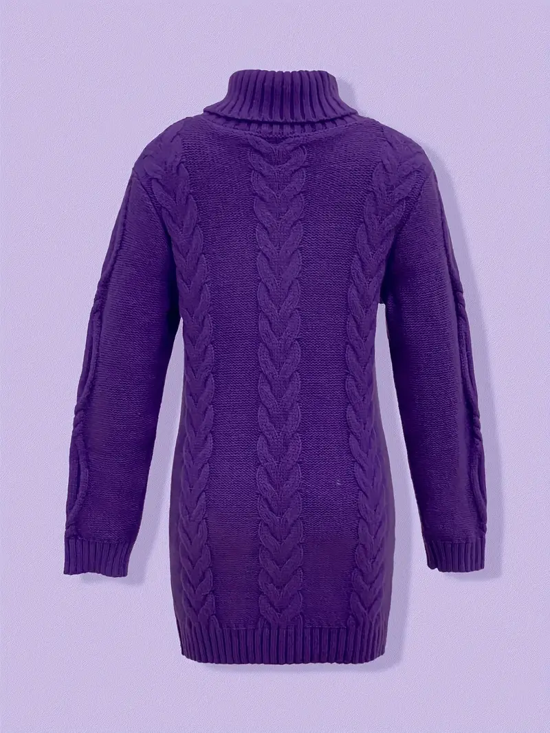 Narda - Cavo Grosso Lavorato a Maglia Dolcevita Vestito - Image 38