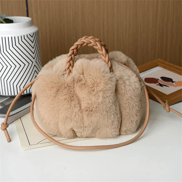 Narnia - Borsa a Tracolla in Peluche Color Zucca - Image 2