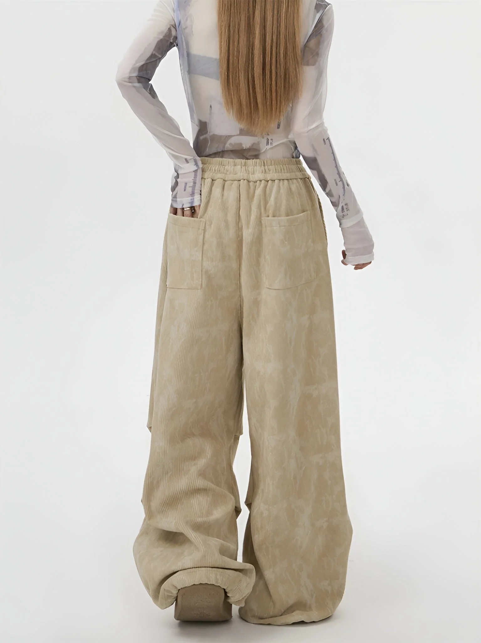 Natasia - Pantaloni a Gamba Larga e Vita Elastica - Image 11