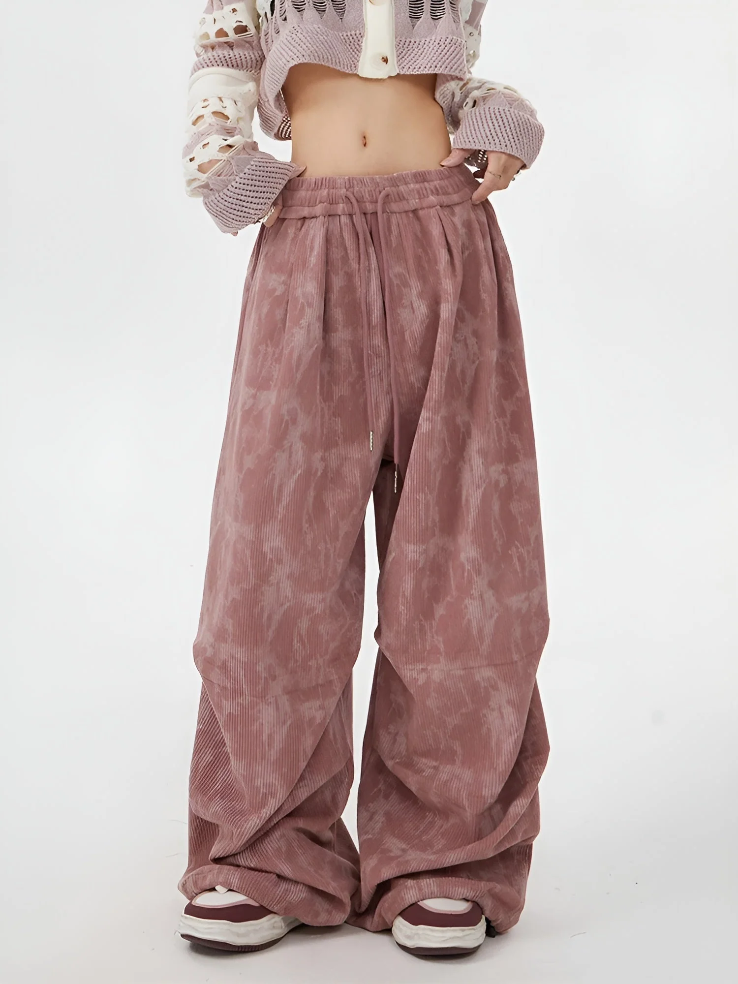 Natasia - Pantaloni a Gamba Larga e Vita Elastica - Image 4