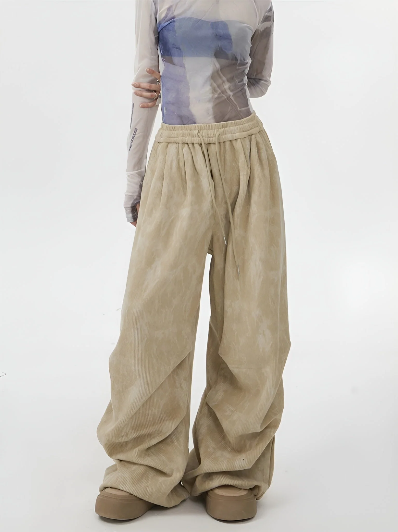 Natasia - Pantaloni a Gamba Larga e Vita Elastica - Image 7