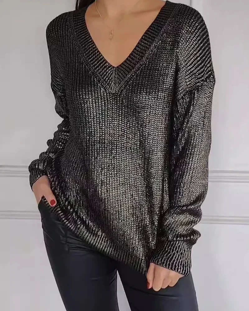 Natasja - Maglione Casual Con Scollo a V - Image 3