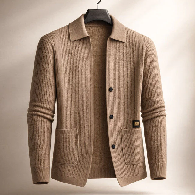 Nawed - Cardiigan Slim Fit Con Revers in Maglia - Image 3