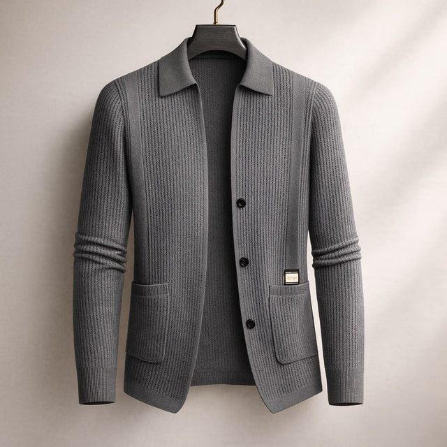 Nawed - Cardiigan Slim Fit Con Revers in Maglia - Image 4
