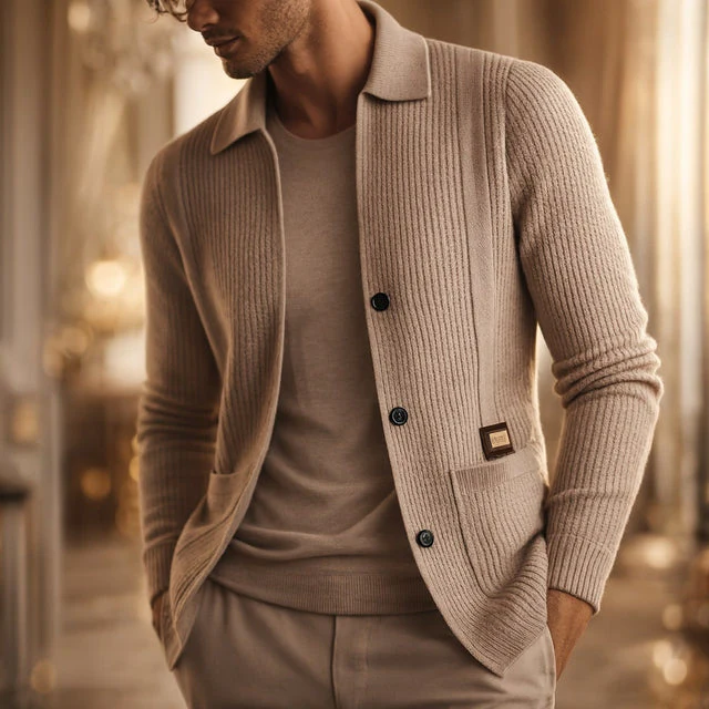 Nawed - Cardiigan Slim Fit Con Revers in Maglia - Image 6