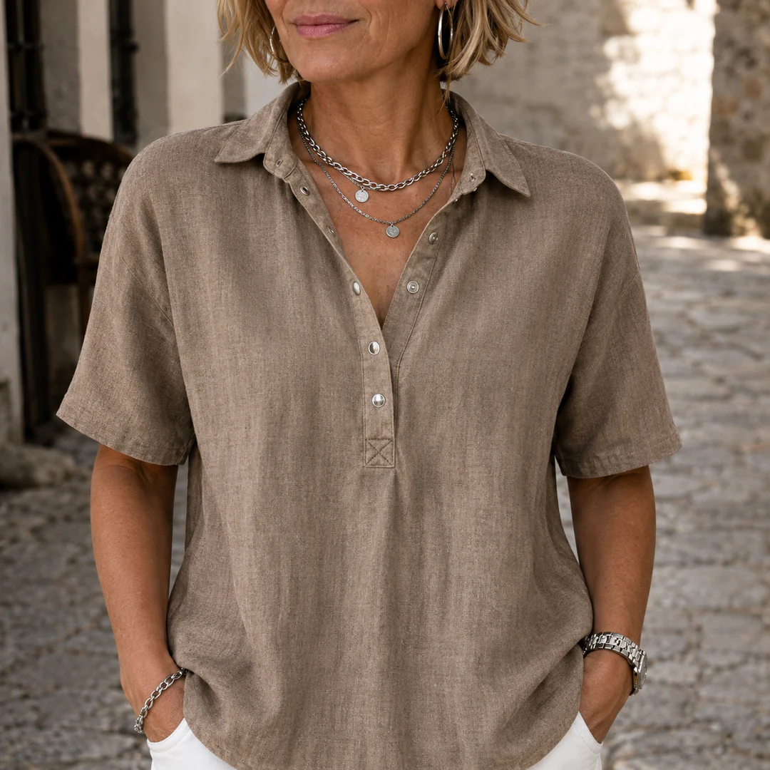 Nawel - Elegante Camicetta Con Colletto E Bottoni