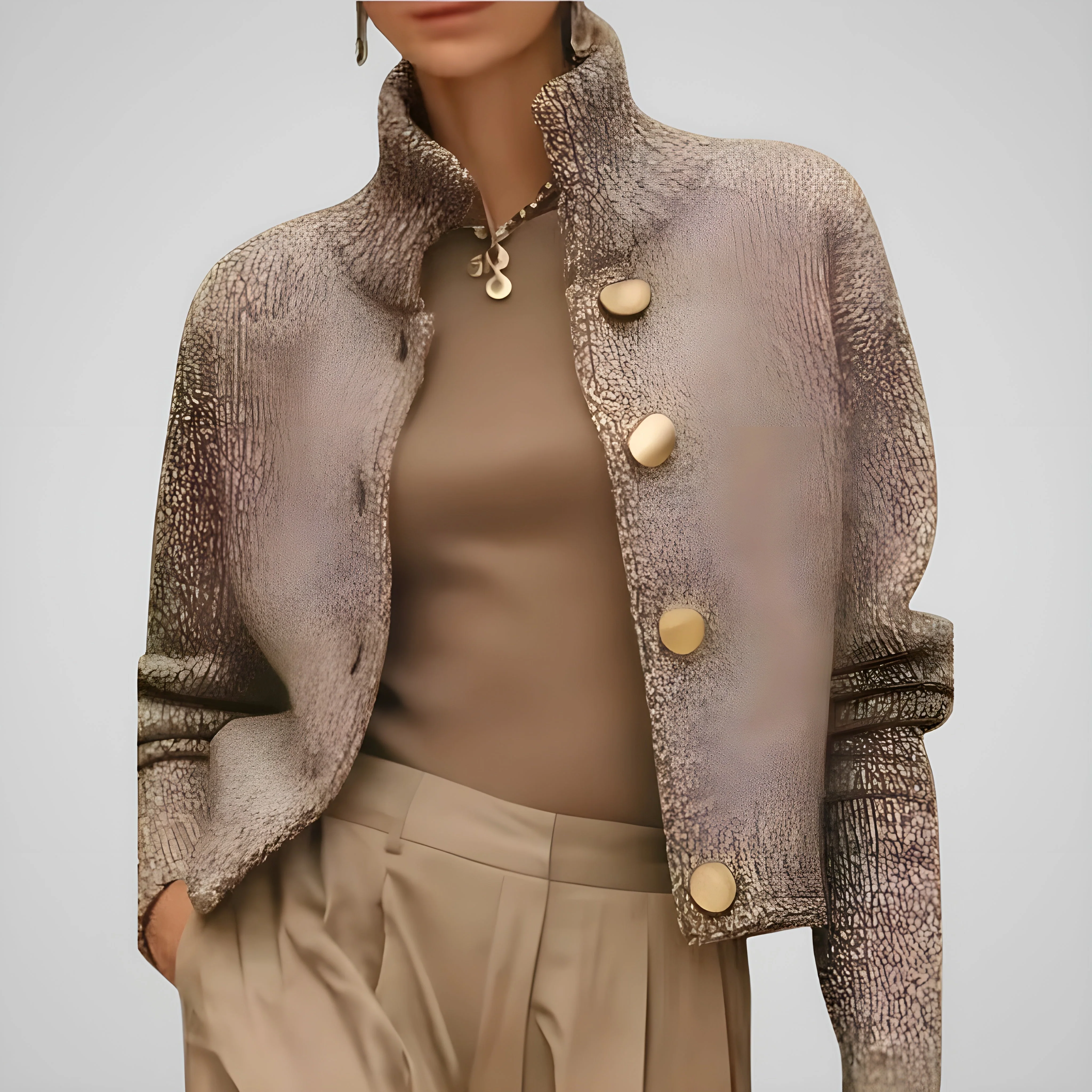 Nayana - Giacca Elegante con Texture e Bottoni Grandi