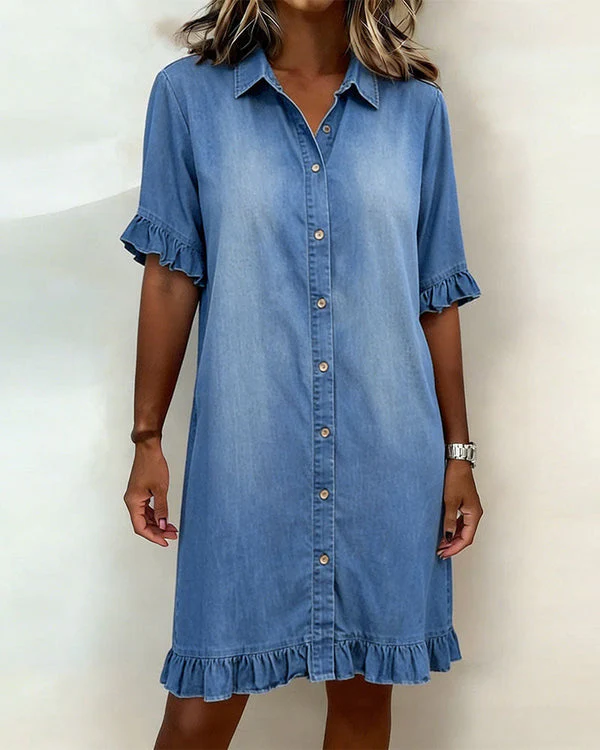 Ndapewa - Comodo Abito in Denim Con un Taglio Che Valorizza la Figura