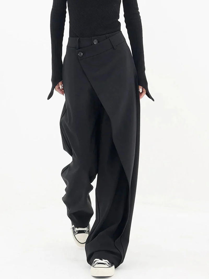 Nela - Pantaloni Sartoriali a Vita Alta Con Fondo Asimmetrico