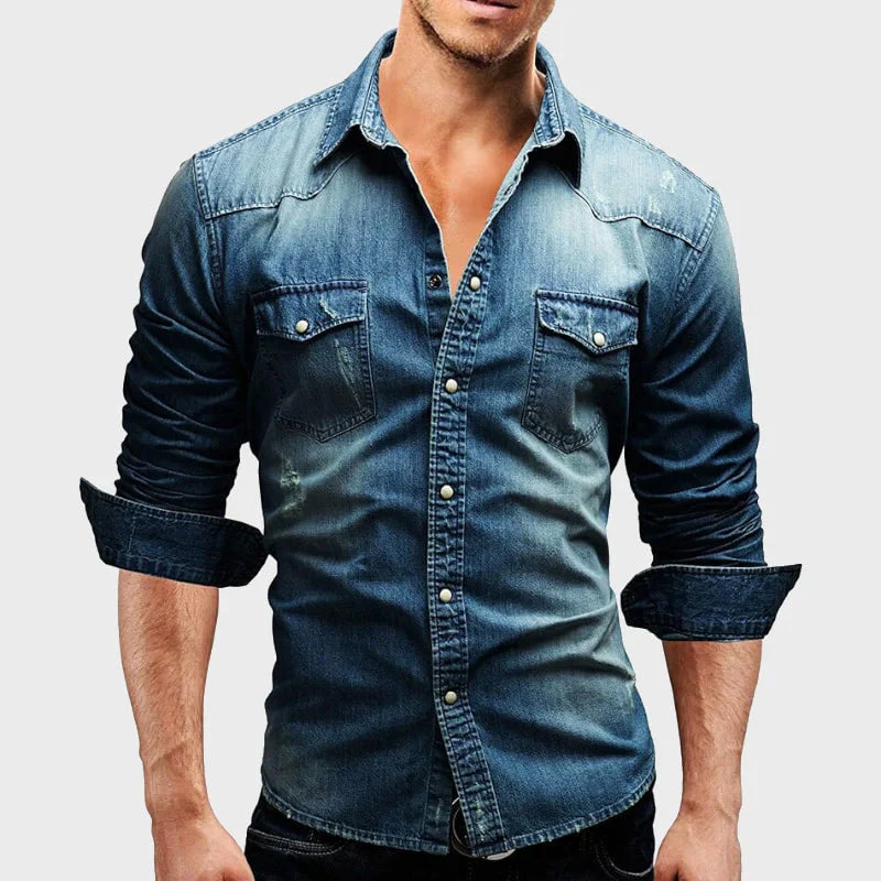 Nemanja - Elegante Camicia In Denim Con Tasche