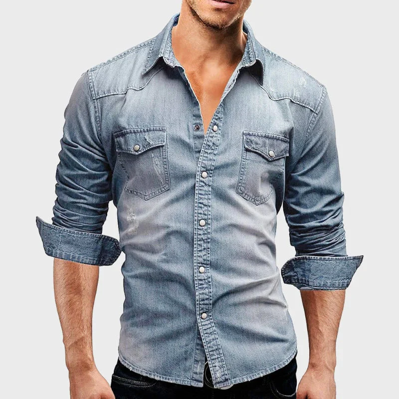 Nemanja - Elegante Camicia In Denim Con Tasche - Image 2