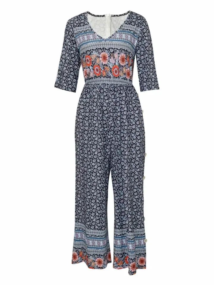 Nerina - Vintage Boho Tuta Con Floreale Stampa - Image 5
