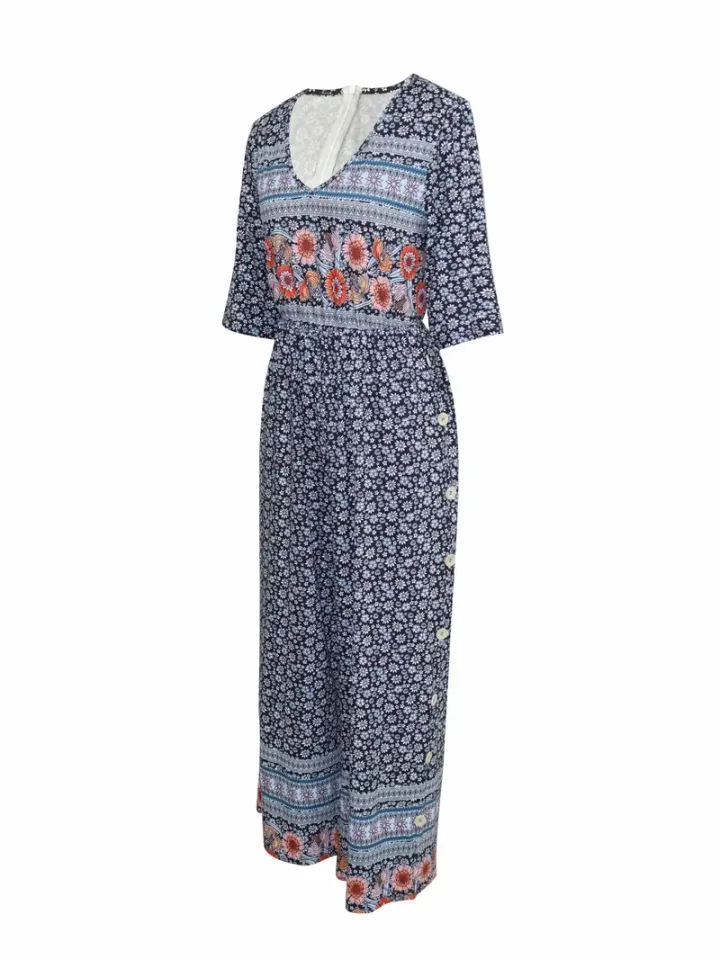 Nerina - Vintage Boho Tuta Con Floreale Stampa - Image 6