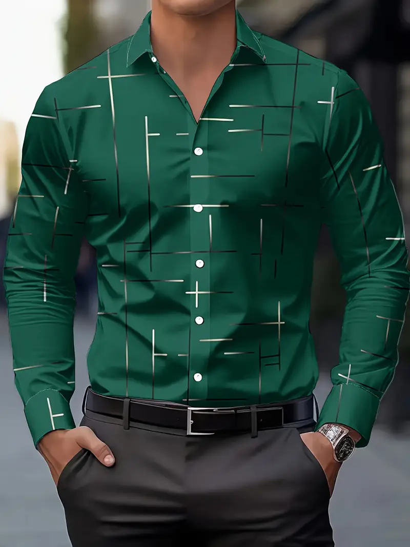 Nerio - Camicia a Maniche Lunghe Con Stampa Geometrica - Image 5