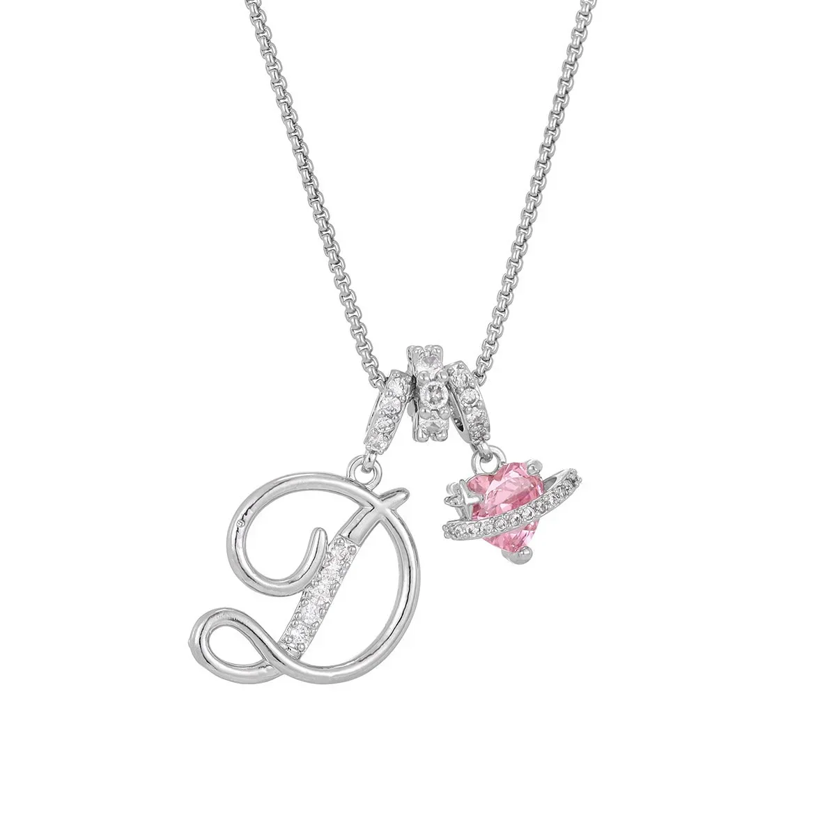 Nerute - Collana Con Iniziale e Ciondolo a Forma di Cuore Rosa - Image 30