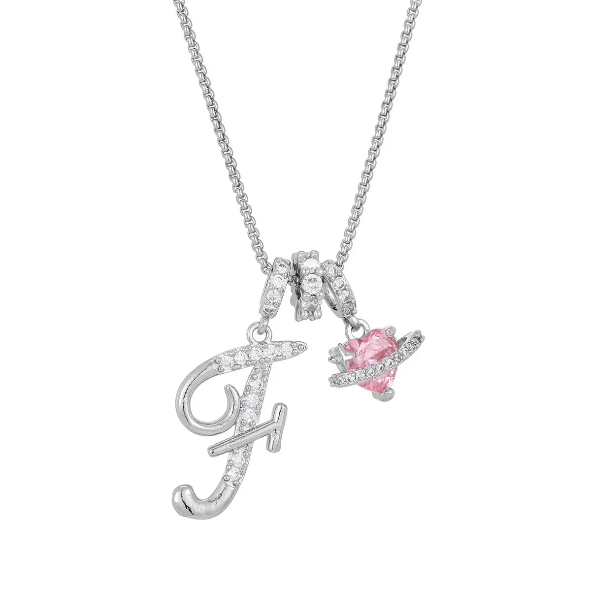 Nerute - Collana Con Iniziale e Ciondolo a Forma di Cuore Rosa - Image 32