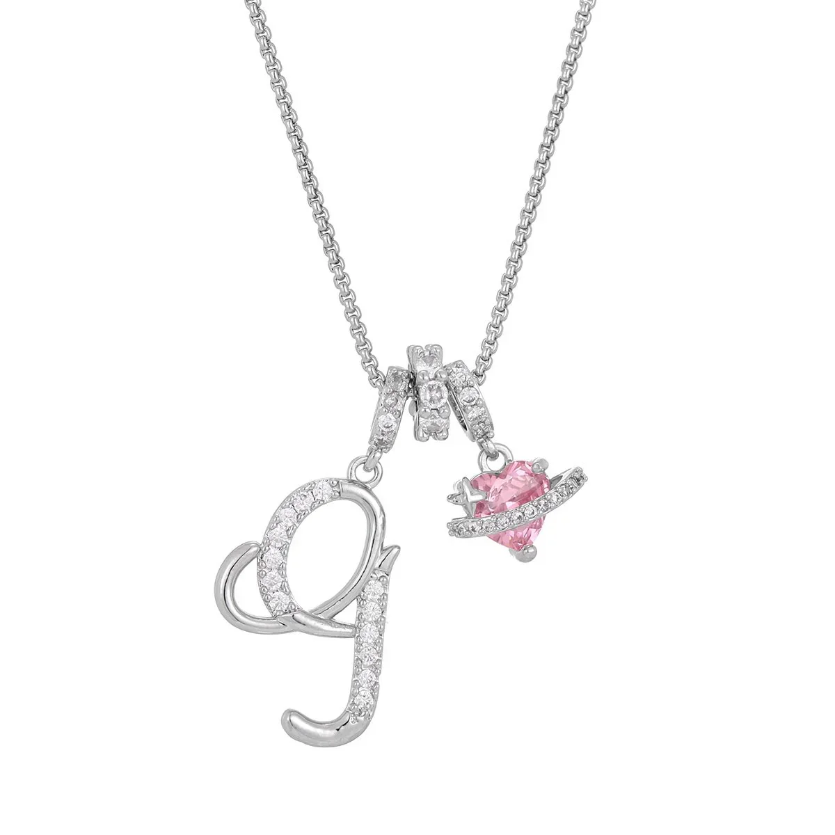 Nerute - Collana Con Iniziale e Ciondolo a Forma di Cuore Rosa - Image 33