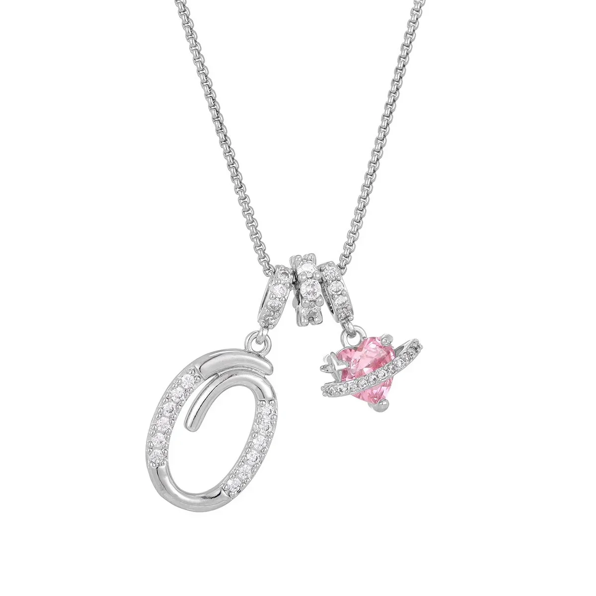 Nerute - Collana Con Iniziale e Ciondolo a Forma di Cuore Rosa - Image 41