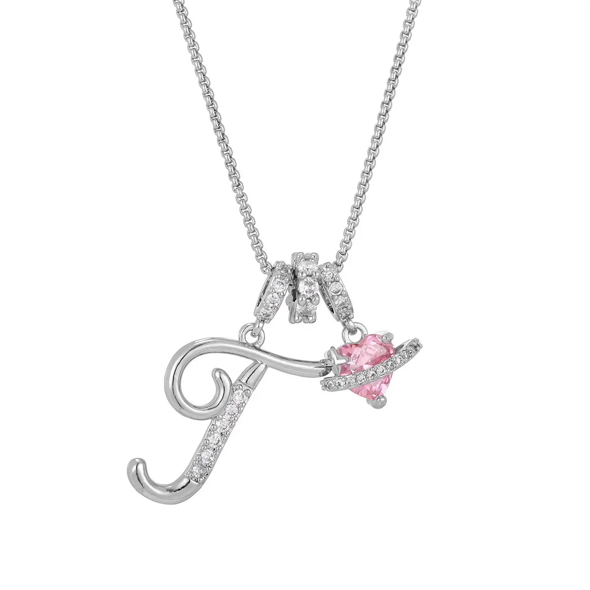 Nerute - Collana Con Iniziale e Ciondolo a Forma di Cuore Rosa - Image 46