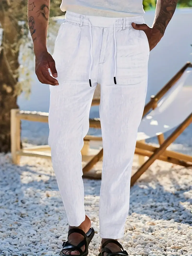 Nichols - Pantaloni Larghi In Lino Con Coulisse - Image 14
