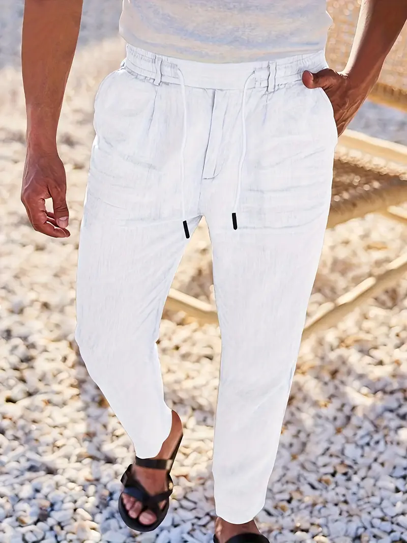 Nichols - Pantaloni Larghi In Lino Con Coulisse - Image 3