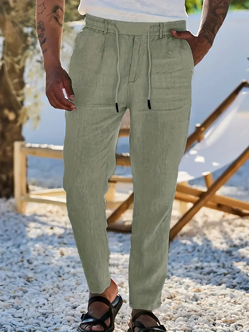Nichols - Pantaloni Larghi In Lino Con Coulisse - Image 7