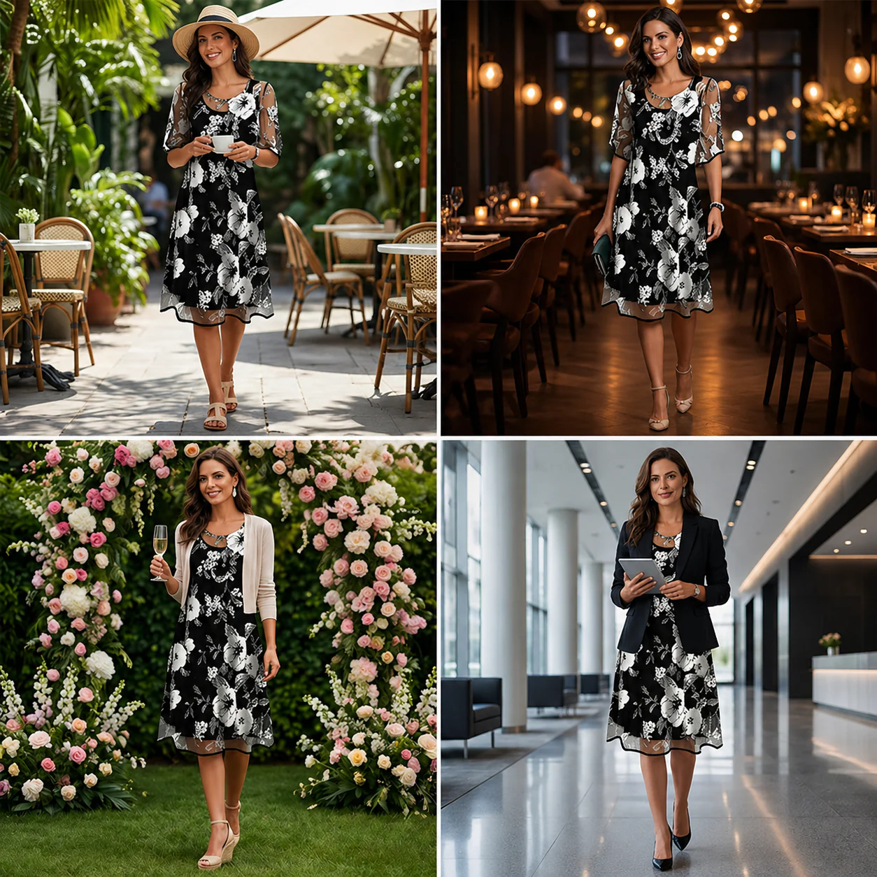 Noay - Elegante Abito in Chiffon Con Motivo Floreale - Image 7