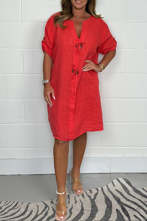 Noeilla - Abito Casual Ampio in Cotone Con Bottoni