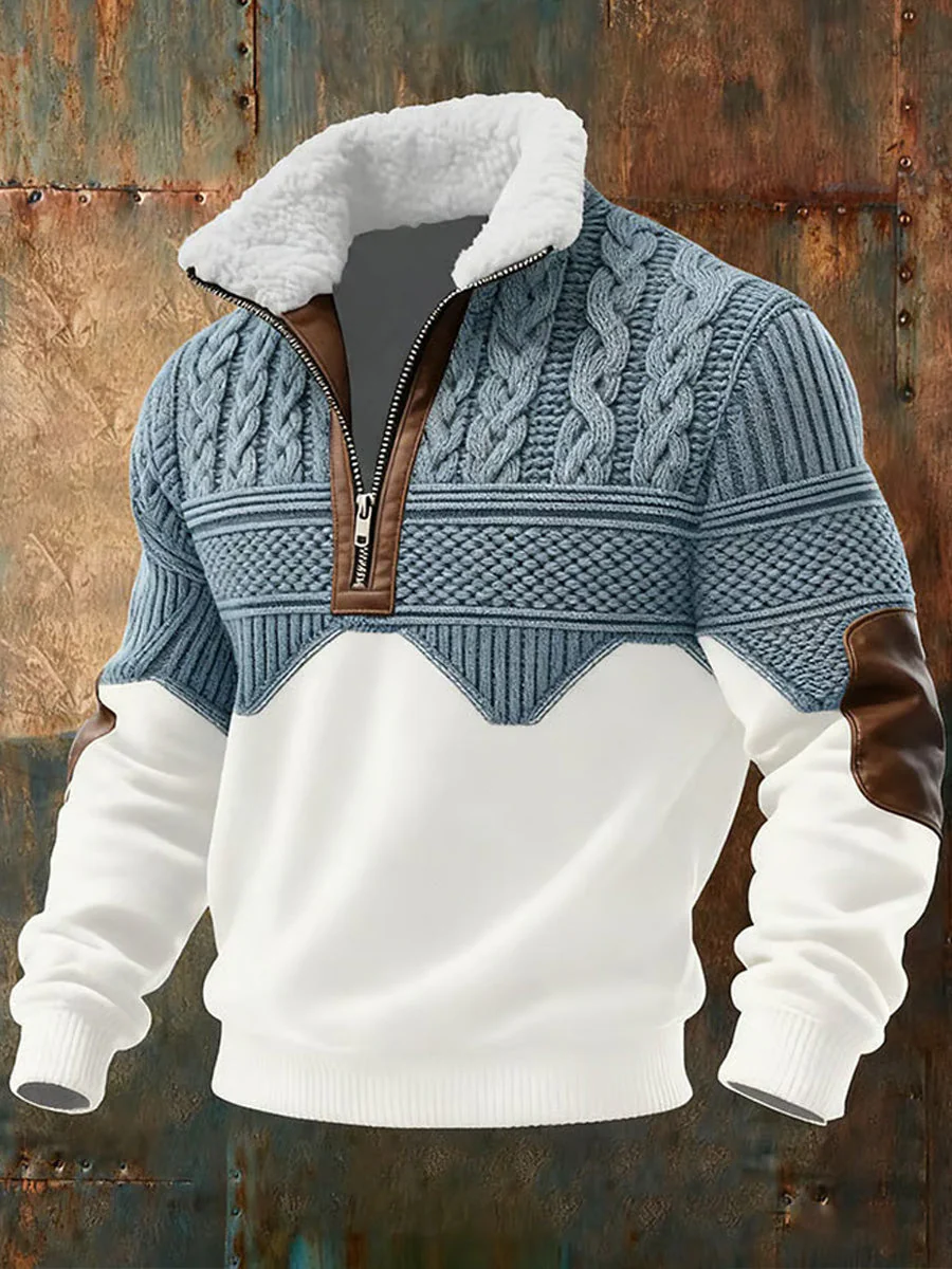 Nuno - Maglione Con Mezza Zip e Motivo a Trecce
