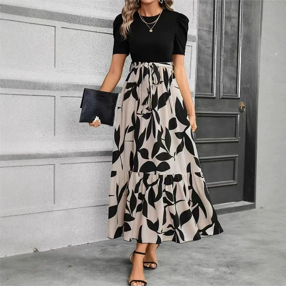 Nuray - Elegante Abito Floreale a Maniche Corte