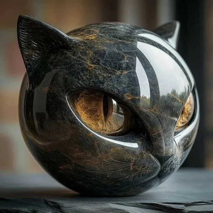 NyxCharm - Scultura Di Testa Di Gatto Nero Mistico - Image 2