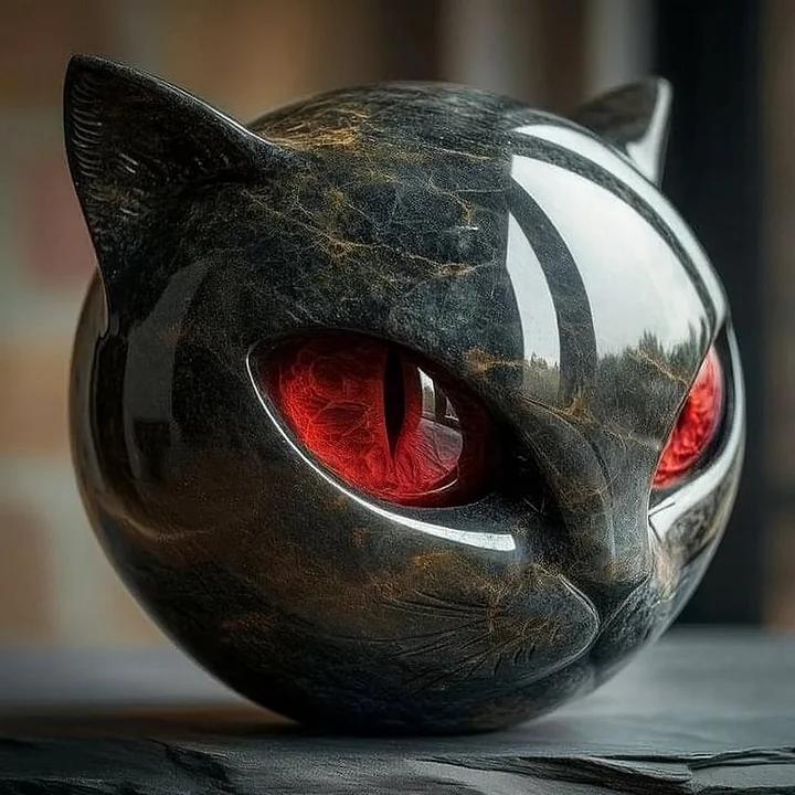 NyxCharm - Scultura Di Testa Di Gatto Nero Mistico - Image 3