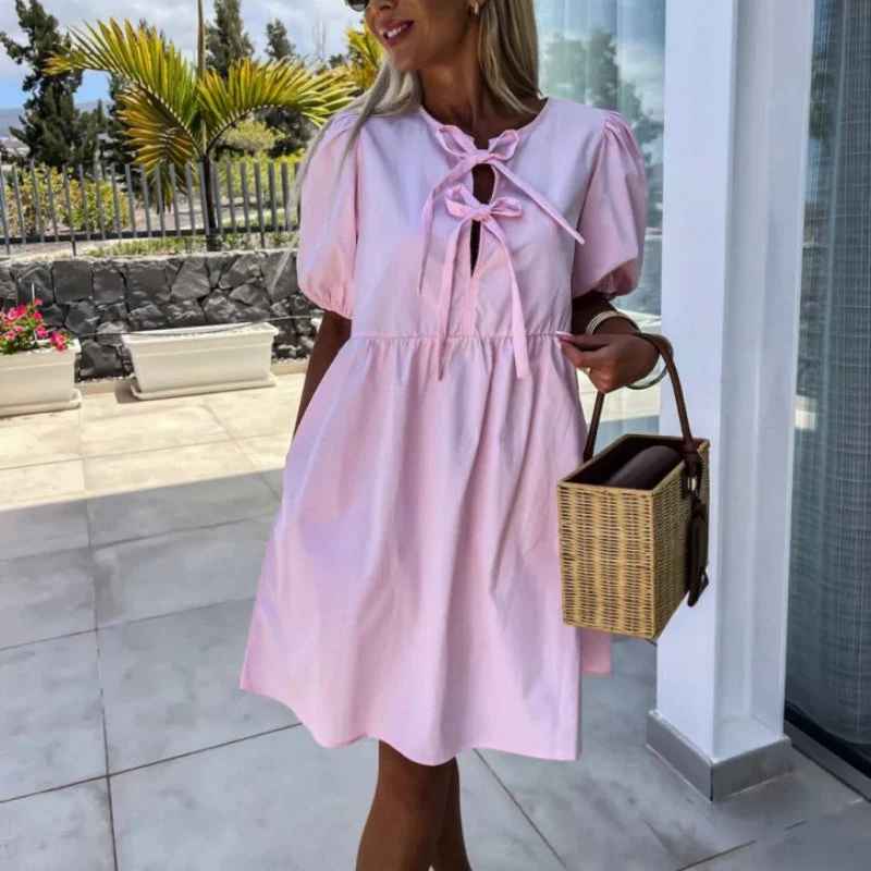 Oana - Abito Elegante Con Papillon e Maniche a Sbuffo - Image 2