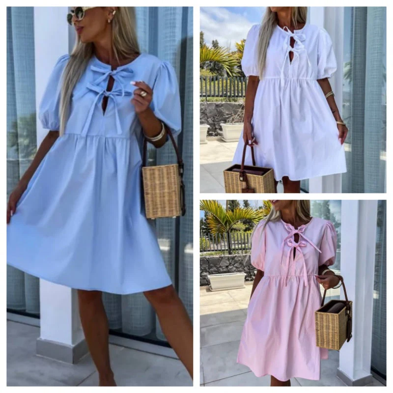 Oana - Abito Elegante Con Papillon e Maniche a Sbuffo - Image 6