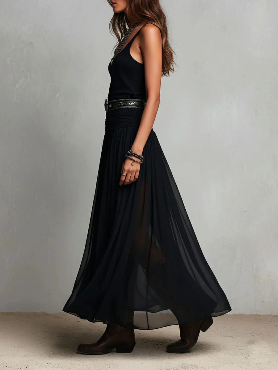 Odetta - Elegante Abito Lungo In Tulle Con Cintura - Image 5
