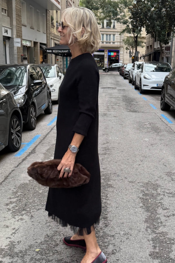 Oona - Abito in Tulle Con Drappeggio e Maglione Lungo Lavorato a Maglia - Image 5