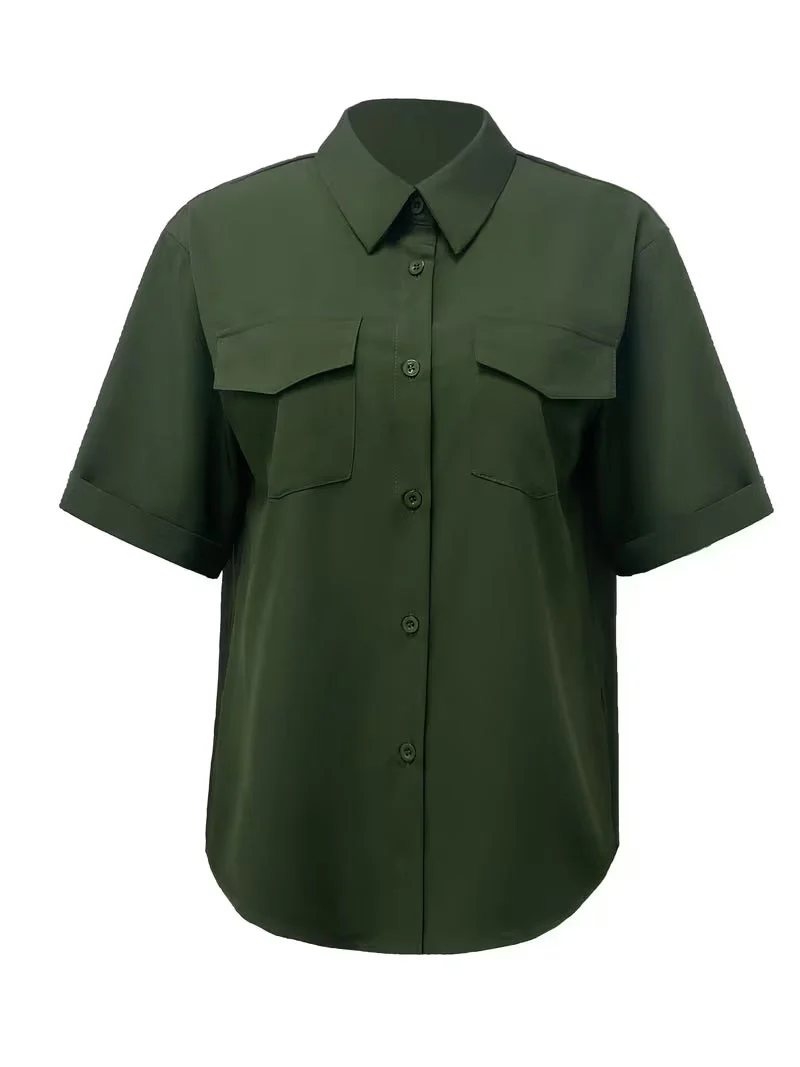 Ornilla - Camicia Ampia a Maniche Corte Con Taschino - Image 6